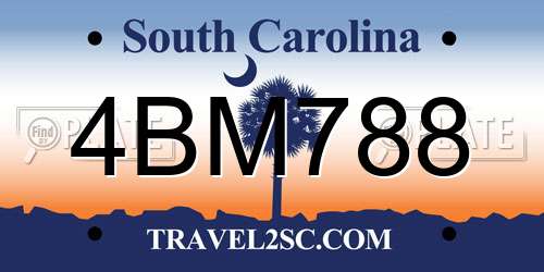4BM788 South Carolina License Plate
