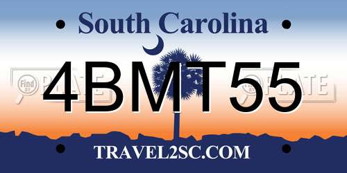 4BMT55 South Carolina License Plate