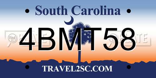 4BMT58 South Carolina License Plate