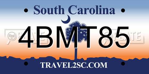 4BMT85 South Carolina License Plate