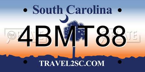 4BMT88 South Carolina License Plate