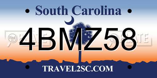 4BMZ58 South Carolina License Plate