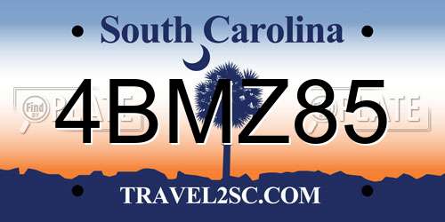4BMZ85 South Carolina License Plate