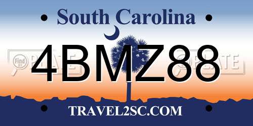 4BMZ88 South Carolina License Plate