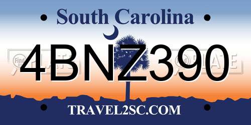 4BNZ390 South Carolina License Plate