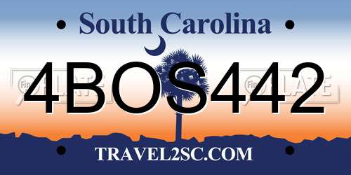 4BOS442 South Carolina License Plate