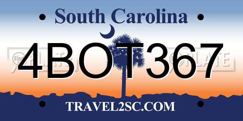 4BOT367 South Carolina License Plate