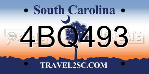 4BQ493 South Carolina License Plate