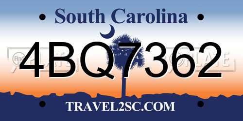 4BQ7362 South Carolina License Plate
