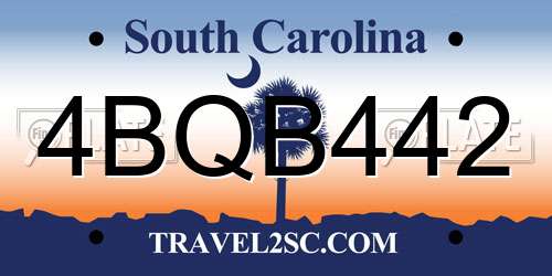 4BQB442 South Carolina License Plate