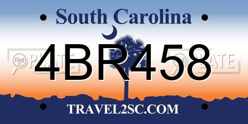 4BR458 South Carolina License Plate