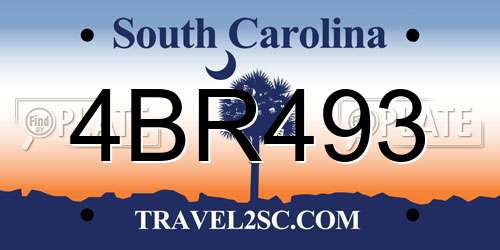 4BR493 South Carolina License Plate