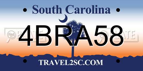 4BRA58 South Carolina License Plate