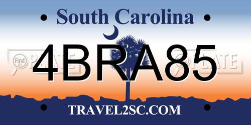 4BRA85 South Carolina License Plate