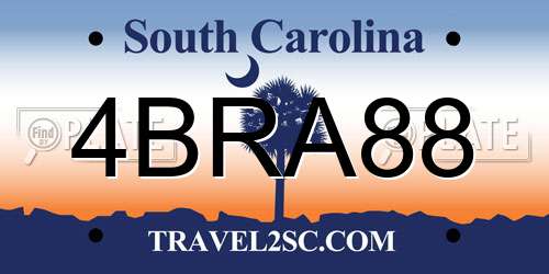 4BRA88 South Carolina License Plate