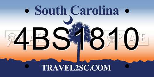 4BS1810 South Carolina License Plate
