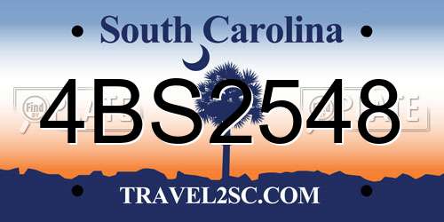 4BS2548 South Carolina License Plate