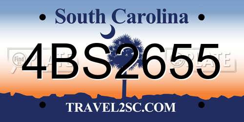 4BS2655 South Carolina License Plate