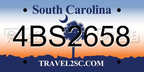 4BS2658 South Carolina License Plate