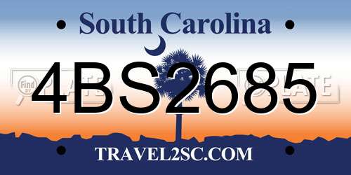 4BS2685 South Carolina License Plate