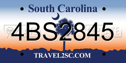 4BS2845 South Carolina License Plate