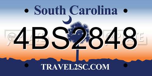 4BS2848 South Carolina License Plate
