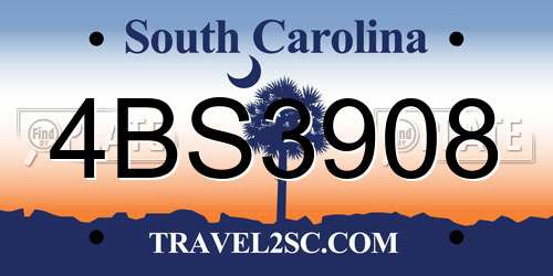 4BS3908 South Carolina License Plate