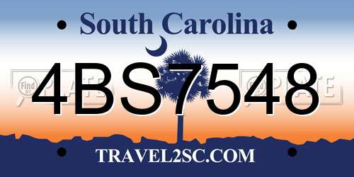 4BS7548 South Carolina License Plate