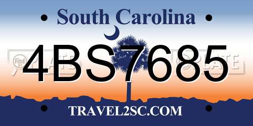 4BS7685 South Carolina License Plate