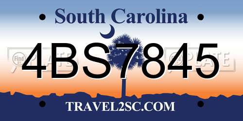 4BS7845 South Carolina License Plate