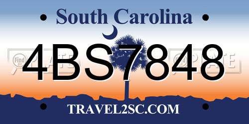 4BS7848 South Carolina License Plate