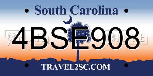 4BSE908 South Carolina License Plate