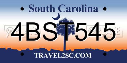 4BST545 South Carolina License Plate
