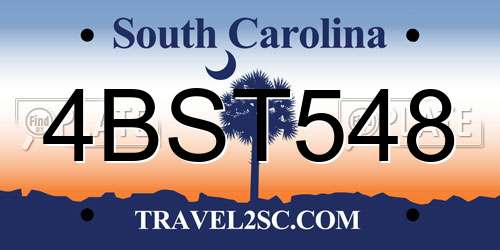 4BST548 South Carolina License Plate