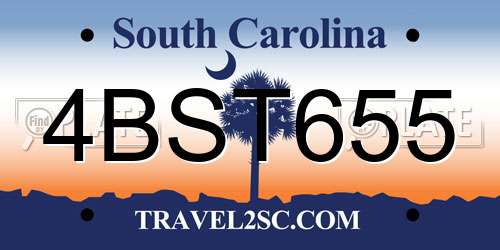 4BST655 South Carolina License Plate