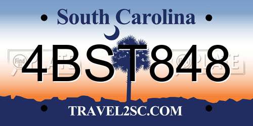 4BST848 South Carolina License Plate