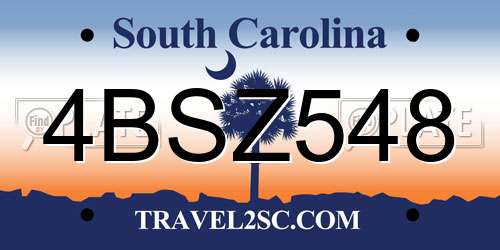4BSZ548 South Carolina License Plate