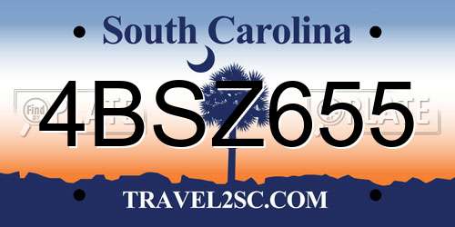 4BSZ655 South Carolina License Plate