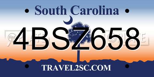 4BSZ658 South Carolina License Plate