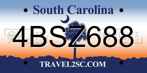 4BSZ688 South Carolina License Plate