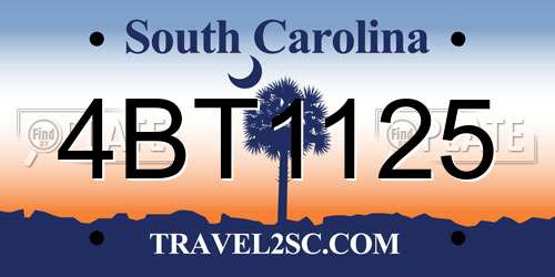 4BT1125 South Carolina License Plate