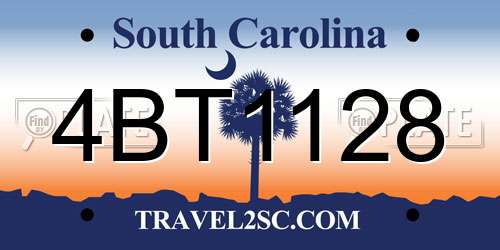 4BT1128 South Carolina License Plate