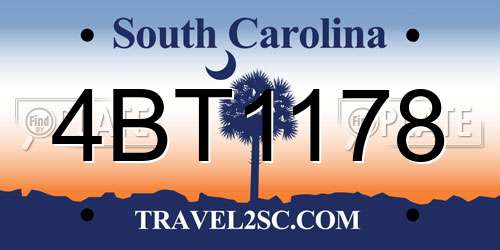 4BT1178 South Carolina License Plate