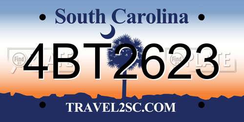 4BT2623 South Carolina License Plate
