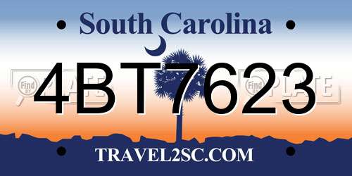 4BT7623 South Carolina License Plate