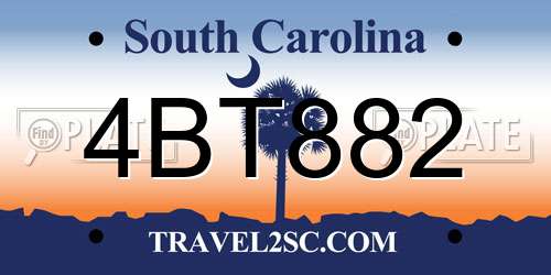4BT882 South Carolina License Plate