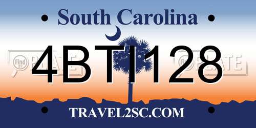 4BTI128 South Carolina License Plate