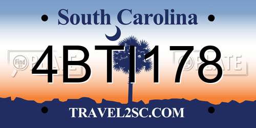 4BTI178 South Carolina License Plate