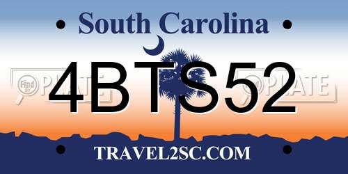 4BTS52 South Carolina License Plate