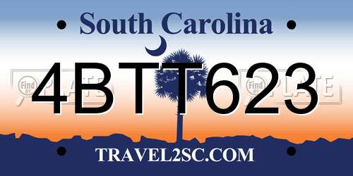 4BTT623 South Carolina License Plate